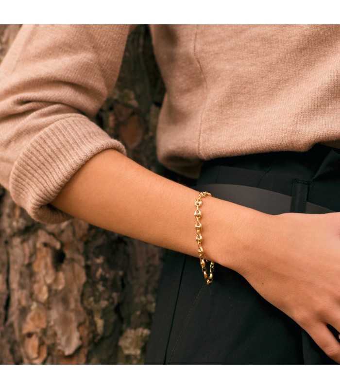 Bracciale Chicco di caffè oro 18kt 6mm 19cm