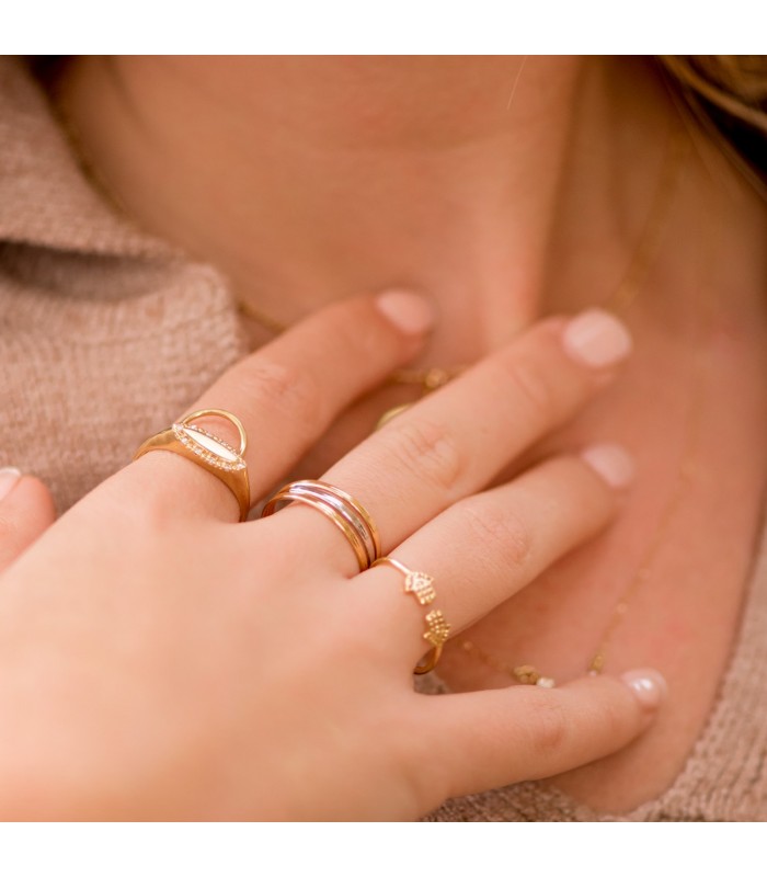Sortija bicolor Sally 18 Ktes anillo moderno mujer bandas joyeria online
