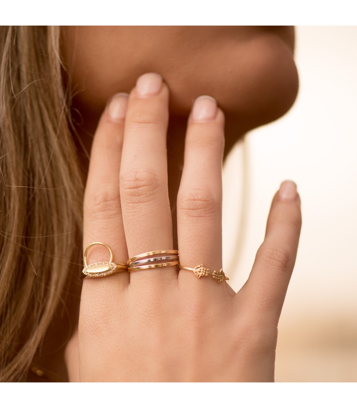 Bague à bandes en 2 ors, modèle Sally 18 carats pour femme | Bagues en or et bijoux en ligne