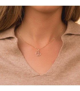Ciondolo Doppio cuore oro bianco e giallo 18kt
