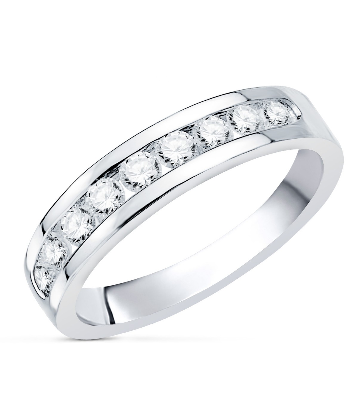 Anillos de compromiso con diamantes; Alianza Oro Blanco 18K Diamantes 0.500 Qts.