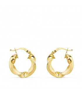 Orecchini cerchio Torchon oro giallo 18kt 18 mm, spessi e intrecciati.