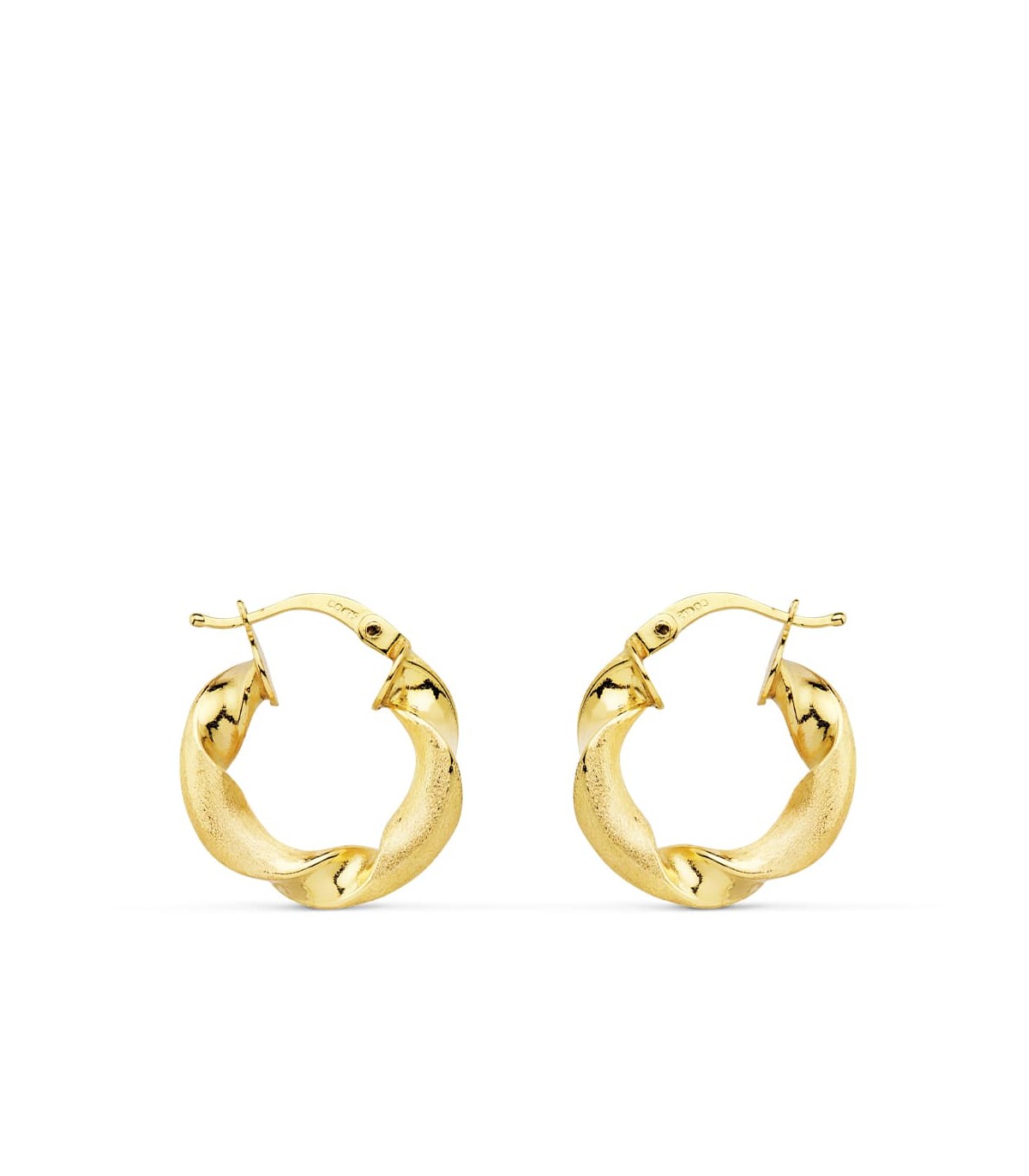 Aros Mujer Trenzados Oro Amarillo 18K 18 mm. Pendientes de aro gruesos.