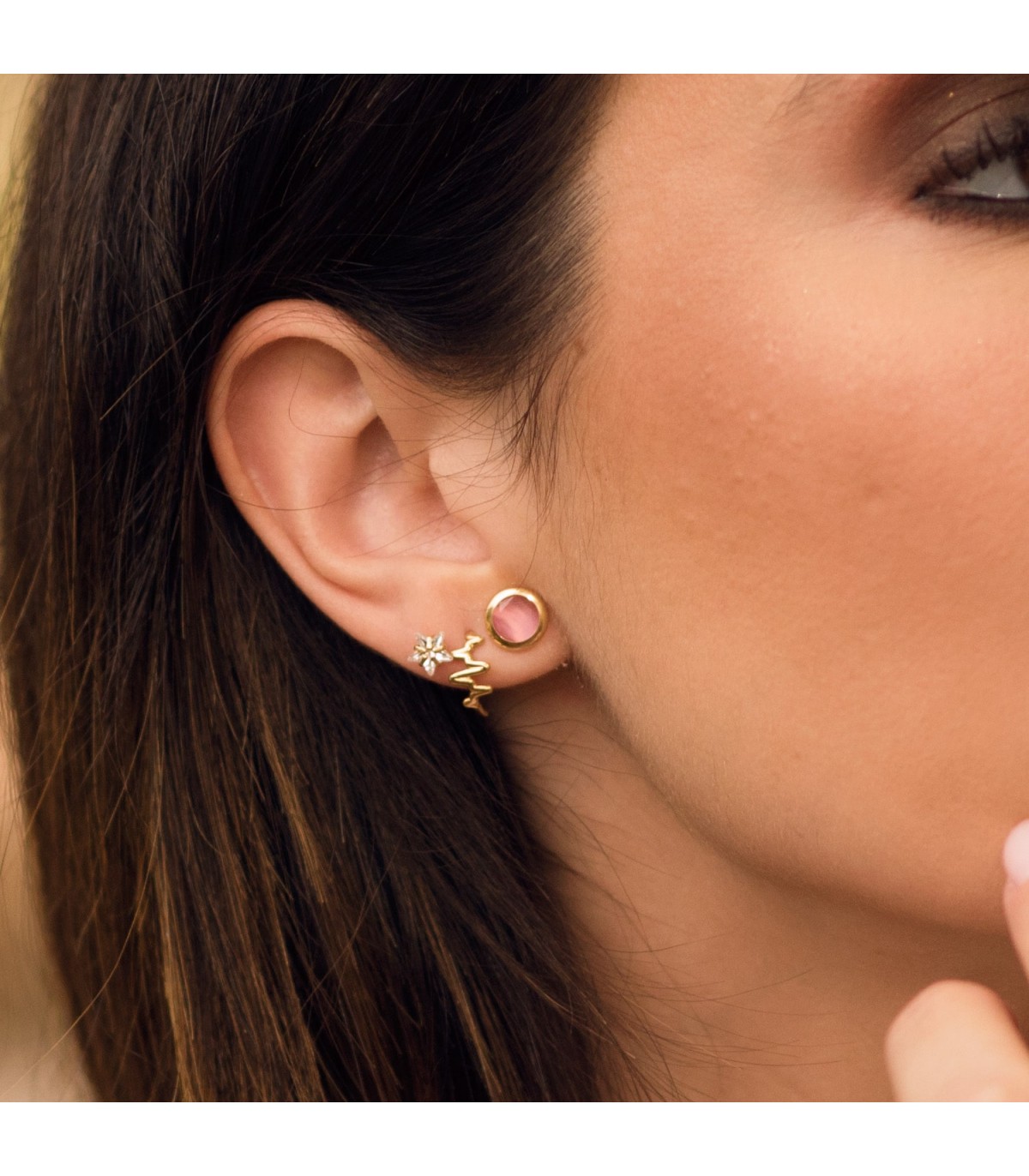 Pendientes Niña Oro 18K Emily Circonita 6.5mm