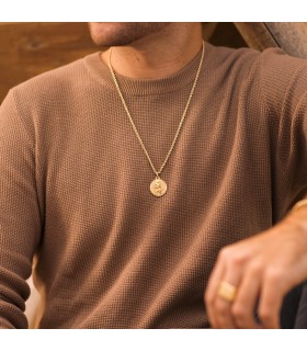 Medalla San Cristóbal Oro 18K 22mm Bisel - medalla religiosa