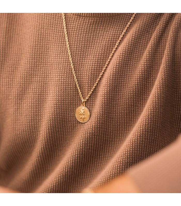 Medaglia di San Cristoforo per uomo in Oro giallo 750 con retro liscio da incidere.