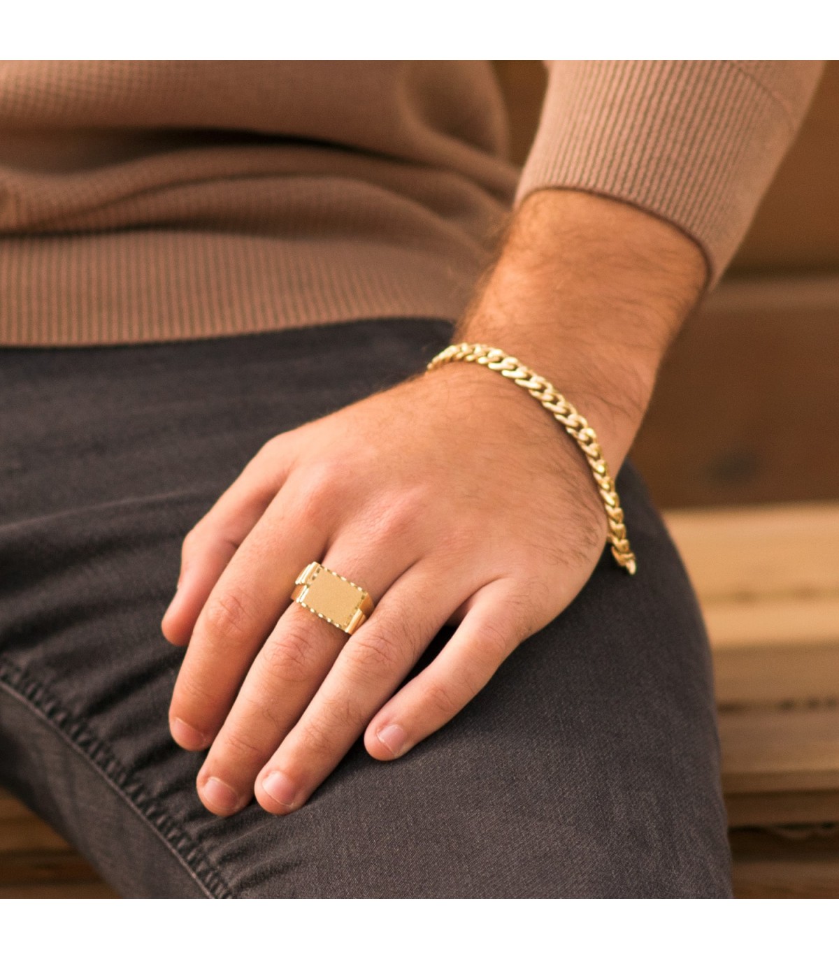 Sello hombre Oro 18K Asier macizo - anillos de oro para hombre - joyería online