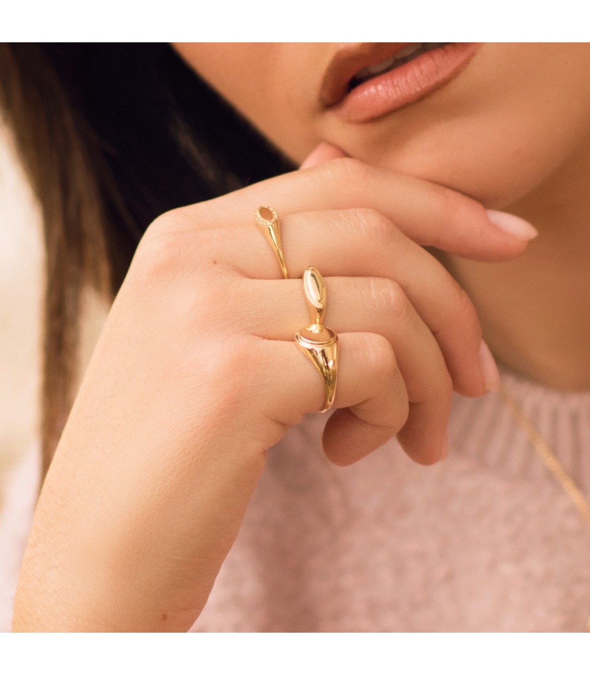 Bague Chevalière Ogivale Or 18K