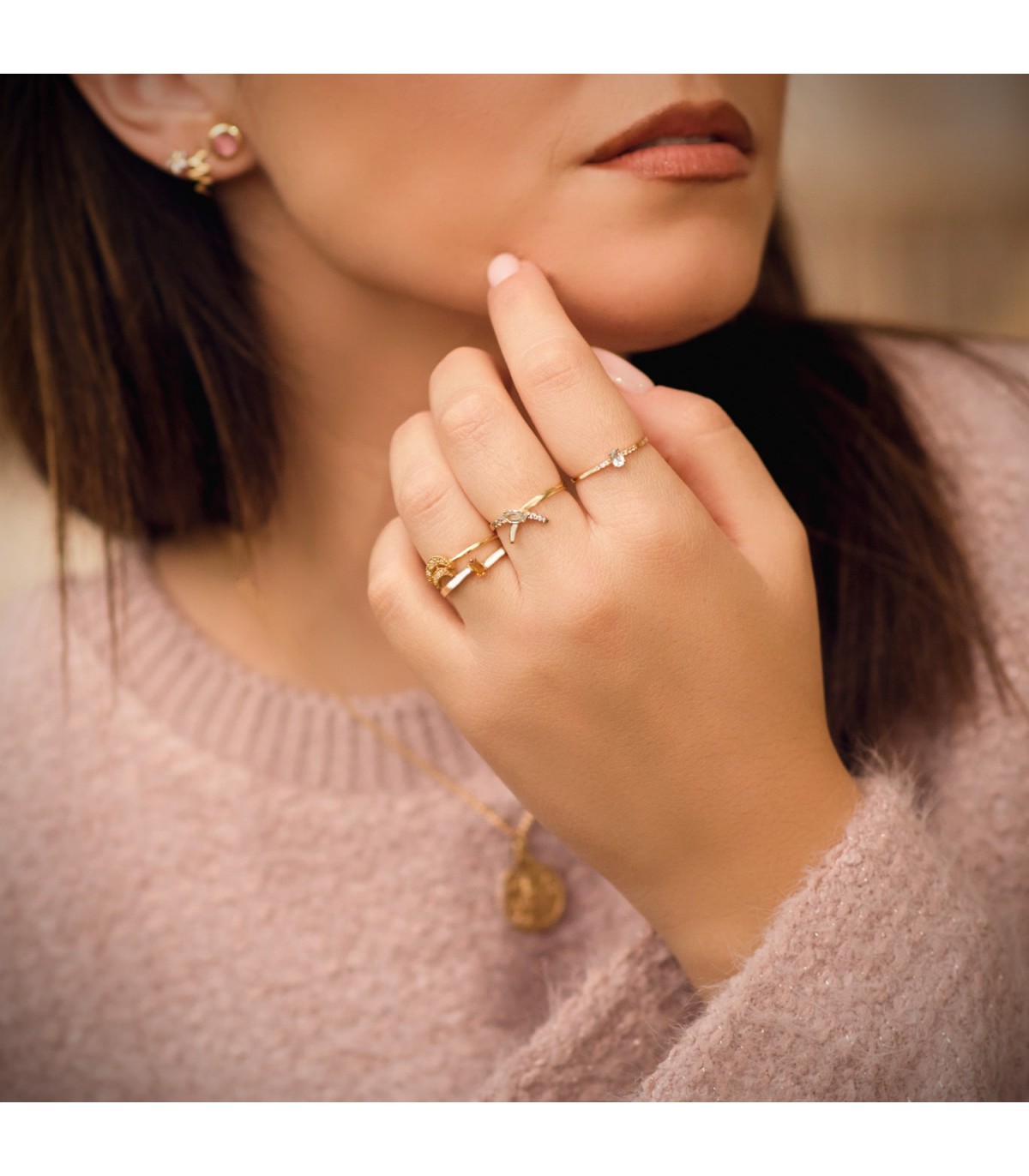 Citrin-Goldring – Damenring mit Edelstein Baguette 4 × 2 mm - Gelbgold 750