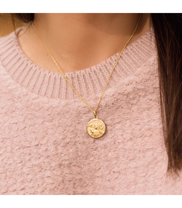 Medaglia sacra per donna di Santa Rita oro giallo 750 18mm