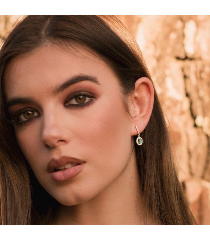 Boucles d'oreilles Talya Émeraude Or Bicolore 18K