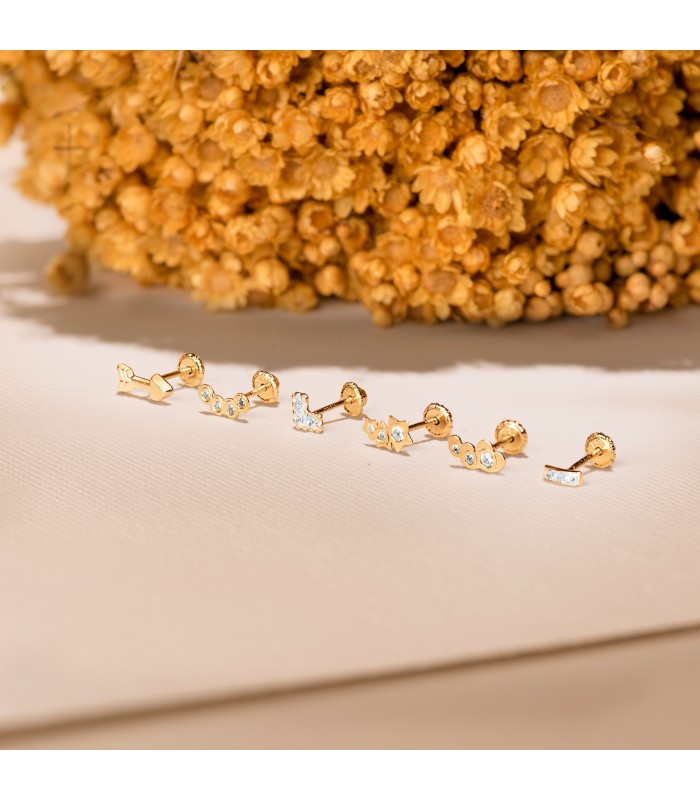 Piercing d'oreille Or Jaune 18K Étoiles
