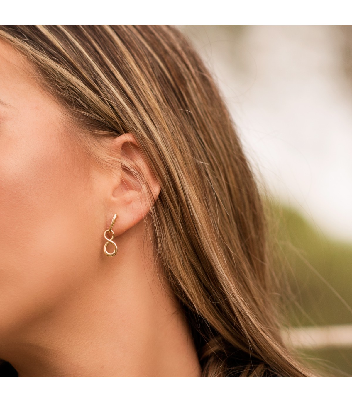 Boucles D'oreilles Pendantes Infini Or Jaune 18K - boucles d'oreille en or pour femme - bijoux en or en ligne