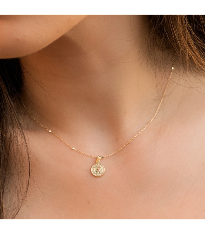 Colgante Mujer Astrid Oro 18K, piedras colores multicolor arcoiris