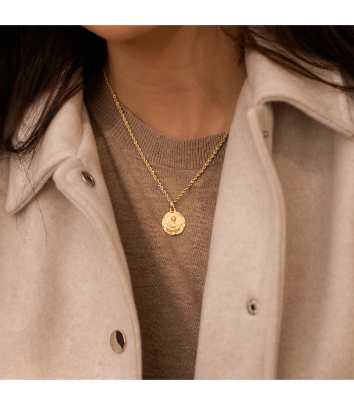Medaglia da donna di San Benedetto oro 18kt 16mm, ciondolo religioso.