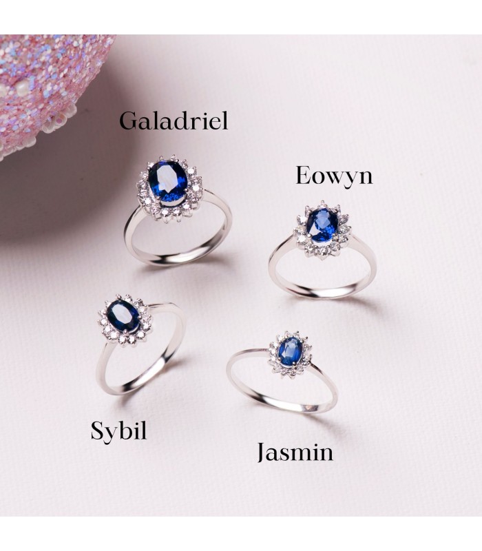 Saphir Ring mit Diamanten Eowyn 750 Weißgold