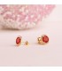 Ohrstecker mit Zirkonia 9 mm Rot - Runder Ohrringe für Damen aus 18K Gold.