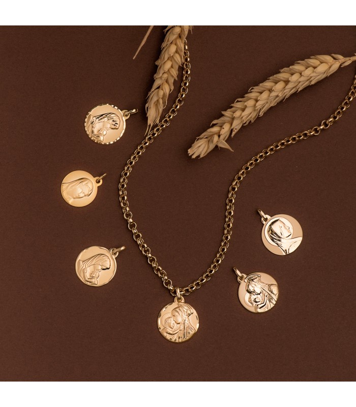 Médaille Vierge Divine Tendresse Or 18K 18mm