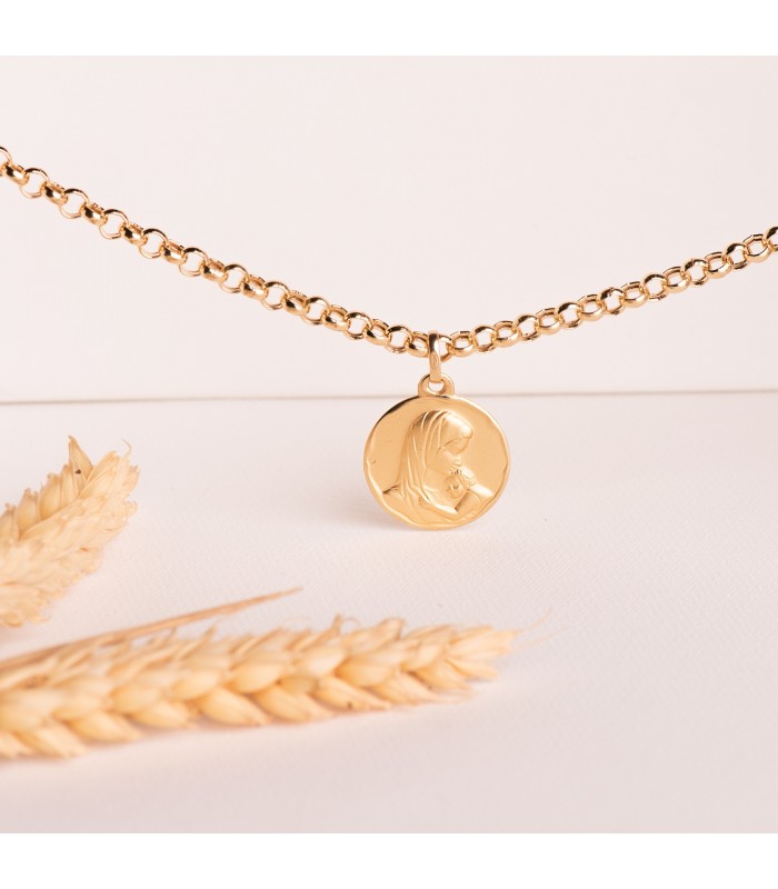 Medalla Virgen Dulce Madre Oro 18k 18mm Regalo nacimiento bebé bautizo