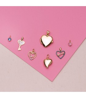 Colgante San Valentín romantico simbolo amor charm de mujer Corazón Oro Amarillo 18 kts 15mm