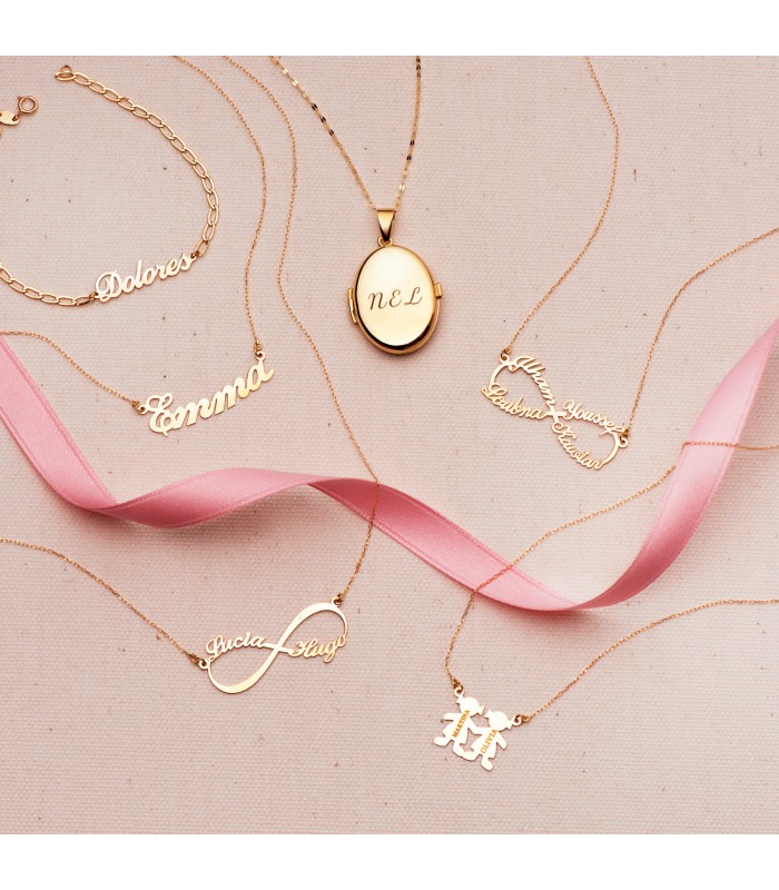 Collane nome personalizzato, infinito, famiglia, cuore. Collana oro 18 carati.
