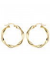 Aros Trenzados Lisos Oro Amarillo 18 K 25 MM