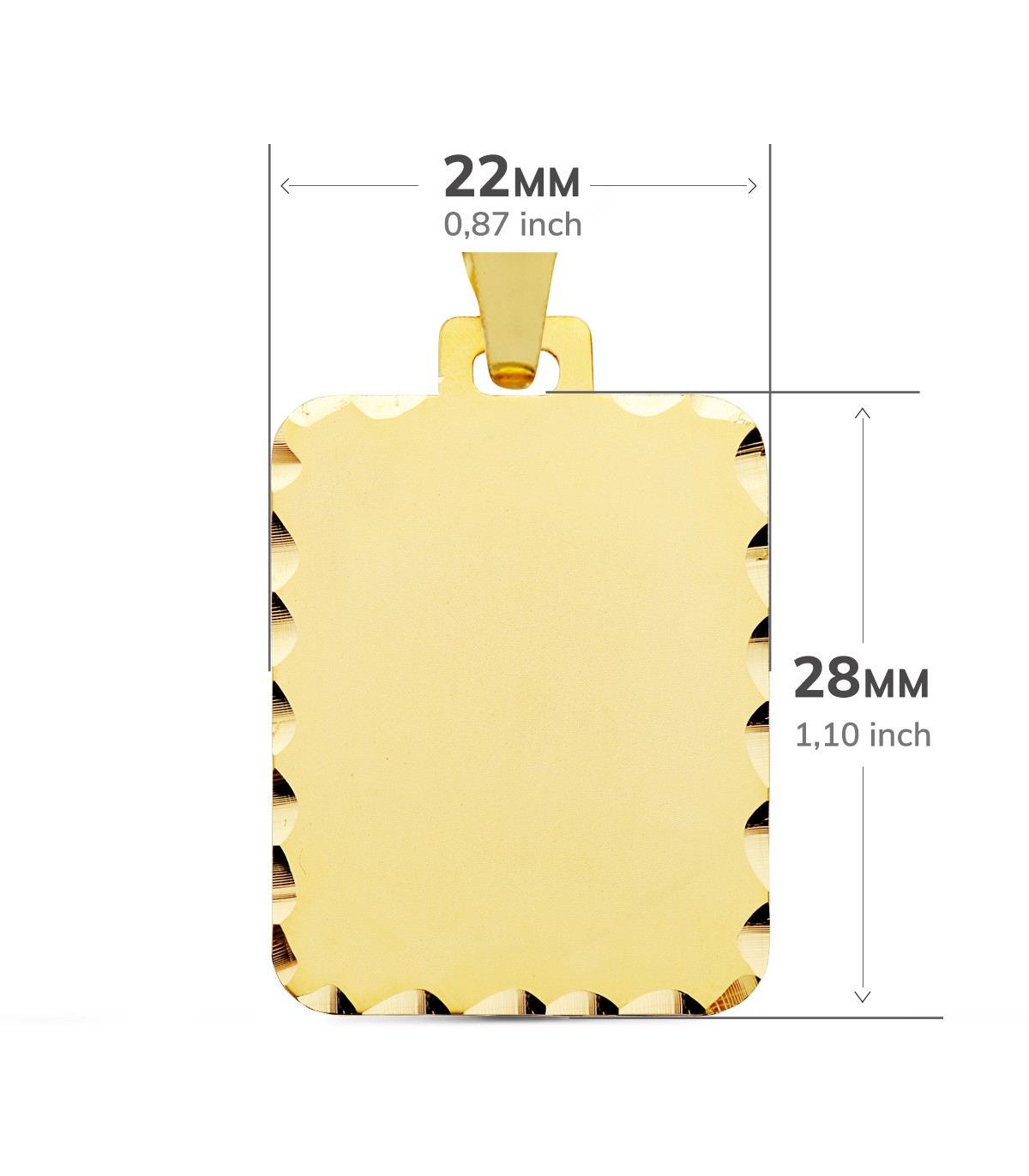 Chapa para grabar de oro 18 kilates con medidas de 28 x 22 mm.