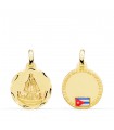 Medalla Ntra. Señora Caridad del Cobre Oro 18k 16mm Bandera Cuba