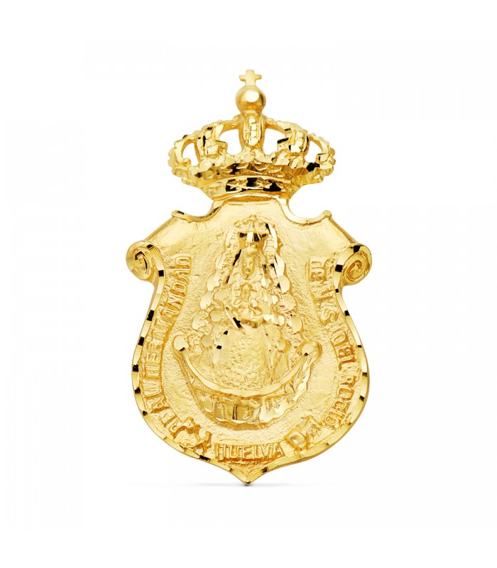 Escudo Huelva Virgen del Rocío Oro 18K 46mm. Medallas de oro religiosas.