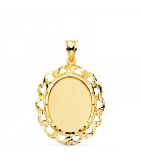 Colgante Foto Cerco Oro Amarillo 18K 33mm. Medallas grabadas con foto.