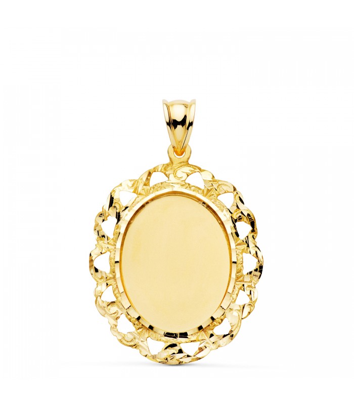 Pendentif Photo Entouré Or Jaune 18K 33mm. Médaillon photo en or 750.