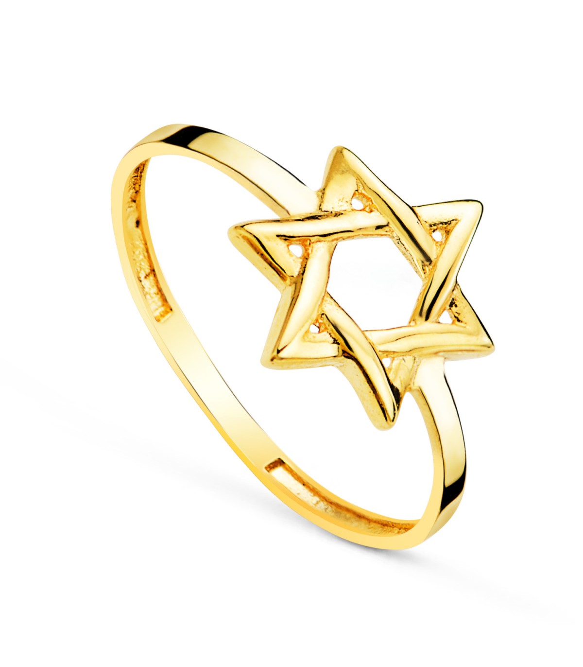 Anillo Oro Amarillo 18K Estrella de David - sortijas de mujer, anillos de oro, amuleto de la suerte