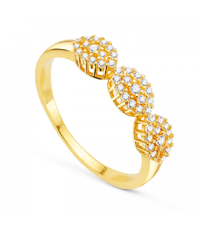 Anillo Oro Amarillo 18K Natasha Circonitas. Sortijas mujer para comprar online en tienda de joyas.
