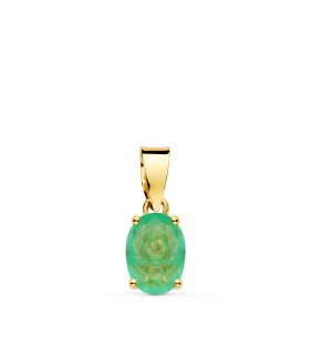 Ciondolo Quarzo verde ovale, ciondoli con pietre semi preziosi - Modello Lyra oro 18kt