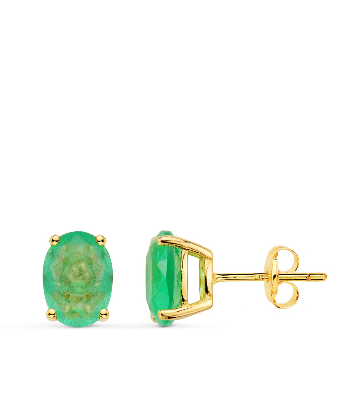 Pendientes Lyra Oro 18K Cuarzo Verde. Pendientes oreja, oro amarillo 18 kilates, joyas de mujer
