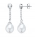 Boucles d'oreilles Mariée Giselle Or Blanc 18K Perle. Longues, zircones, pour femme.