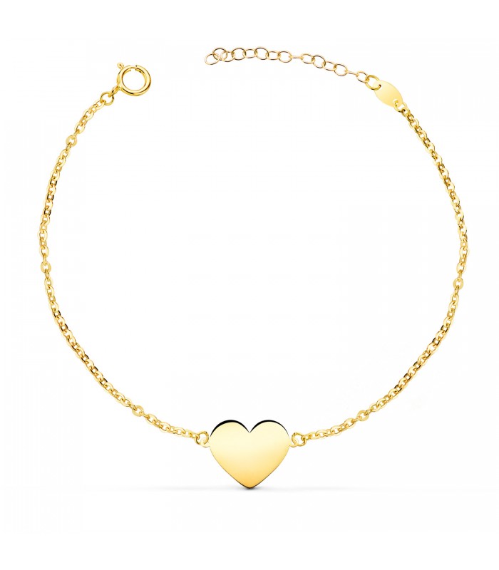 Pulsera Personalizada Corazón Oro amarillo 18K. Pulseras con nombres, iniciales, familia.
