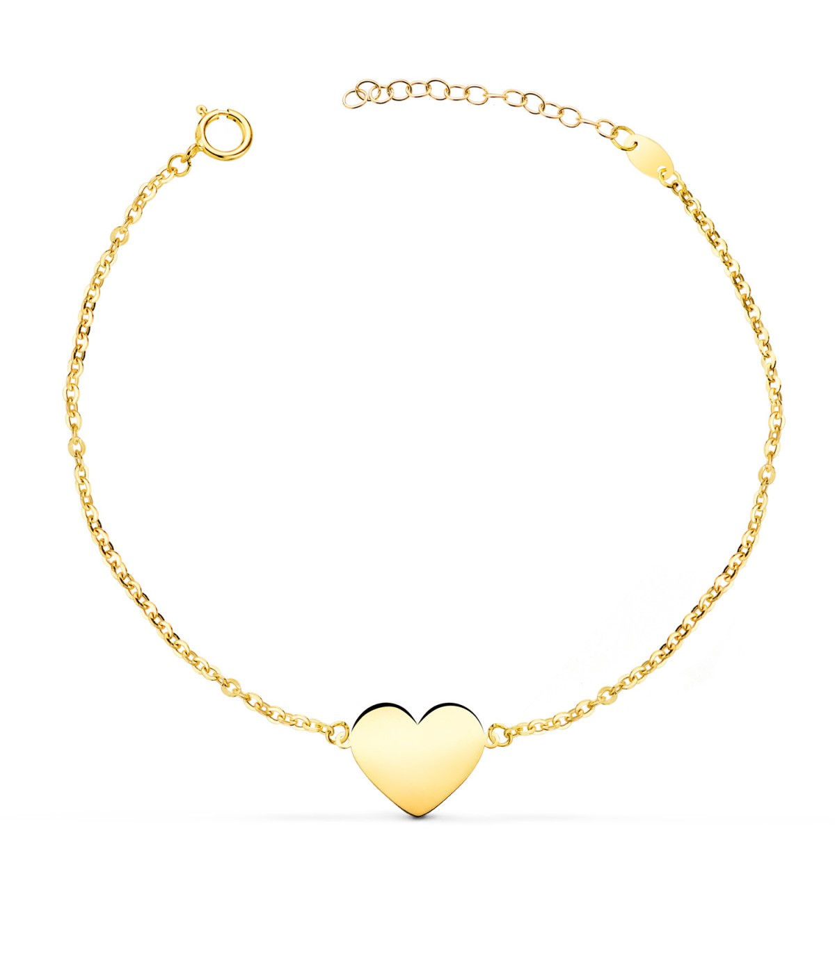 Pulsera Personalizada Corazón Oro amarillo 18K. Pulseras con nombres, iniciales, familia.