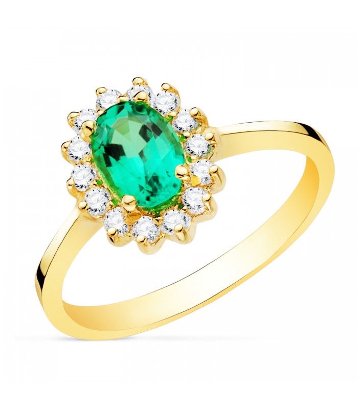 Smaragd Ring mit Diamanten Sybil 750 Gelbgold