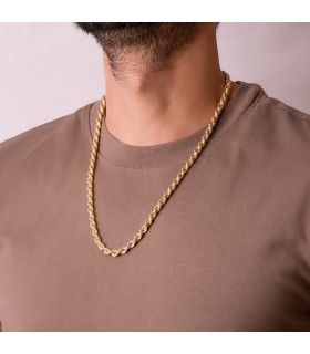 Cordón de oro para hombre, cadena Salomónica ligera Oro amarillo 18k 60cm 6mm