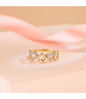 Anillo de Mujer Oro bicolor 18K Dulceida Corazones