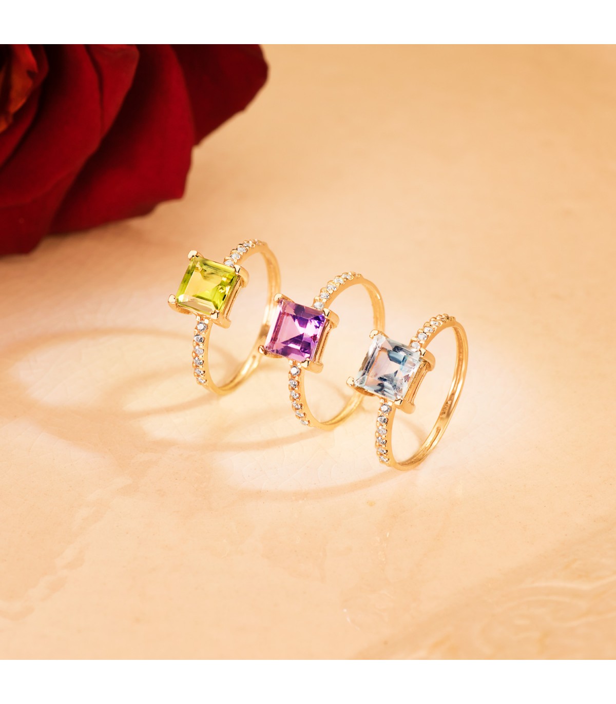 Anello con peridoto Minerale, oro giallo 18kt (750‰) | Anelli da donna con pietre semi preziose