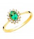 Bague Jasmin Émeraude et Diamants Or jaune 18K. Bague fiançailles pour femme.