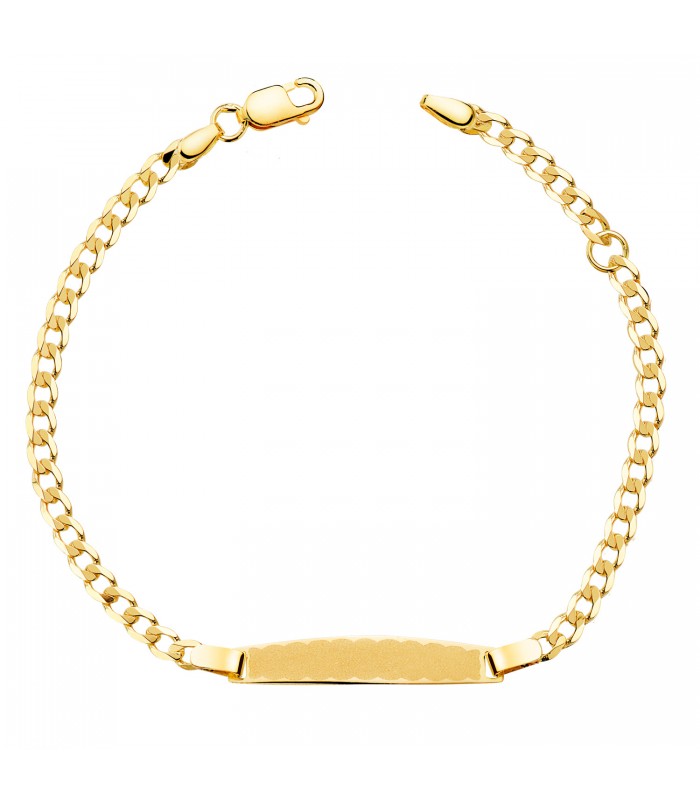 Bracciale con targhetta Oro 18kt Maglia grumetta 16,5 cm