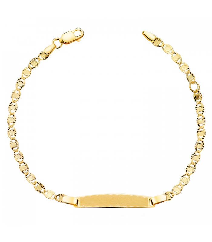 Bracciale con targhetta Maglia martellata 16,5cm oro 18Kt