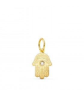 Klein Anhänger Hand der Fatima, 11 mm Gelbgold 750 | Glücksbringer, Amulette und Talismane