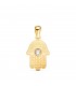Colgante Mano de Fátima Circonita Oro 18 K 15 mm. Hamsa, amuletos de suerte contra el mal de ojo.