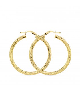 Orecchini cerchio Spiga oro giallo 18 Kt 29 mm, finitura diamantata