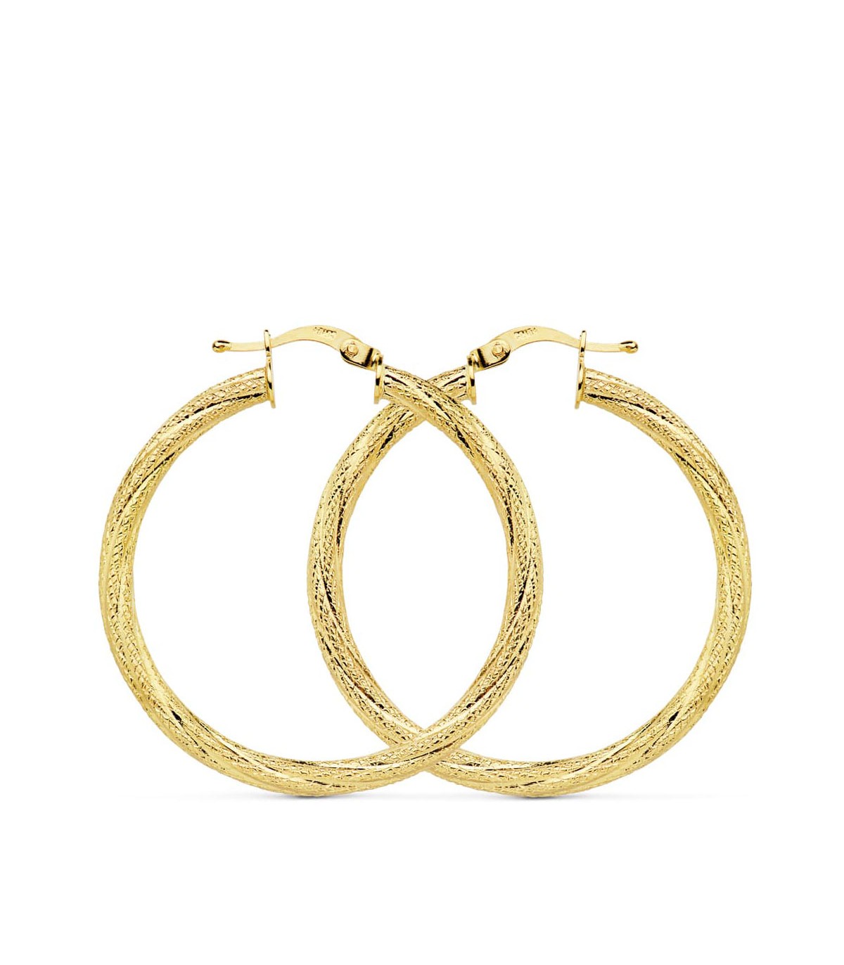 Pendientes de aro en oro amarillo 18 kilates. Aros grandes y gruesos de mujer.