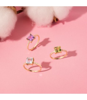 Blauer Topas Ring Gelbgold 750 quadratischer Edelstein – Schmuck für Damen, online kaufen